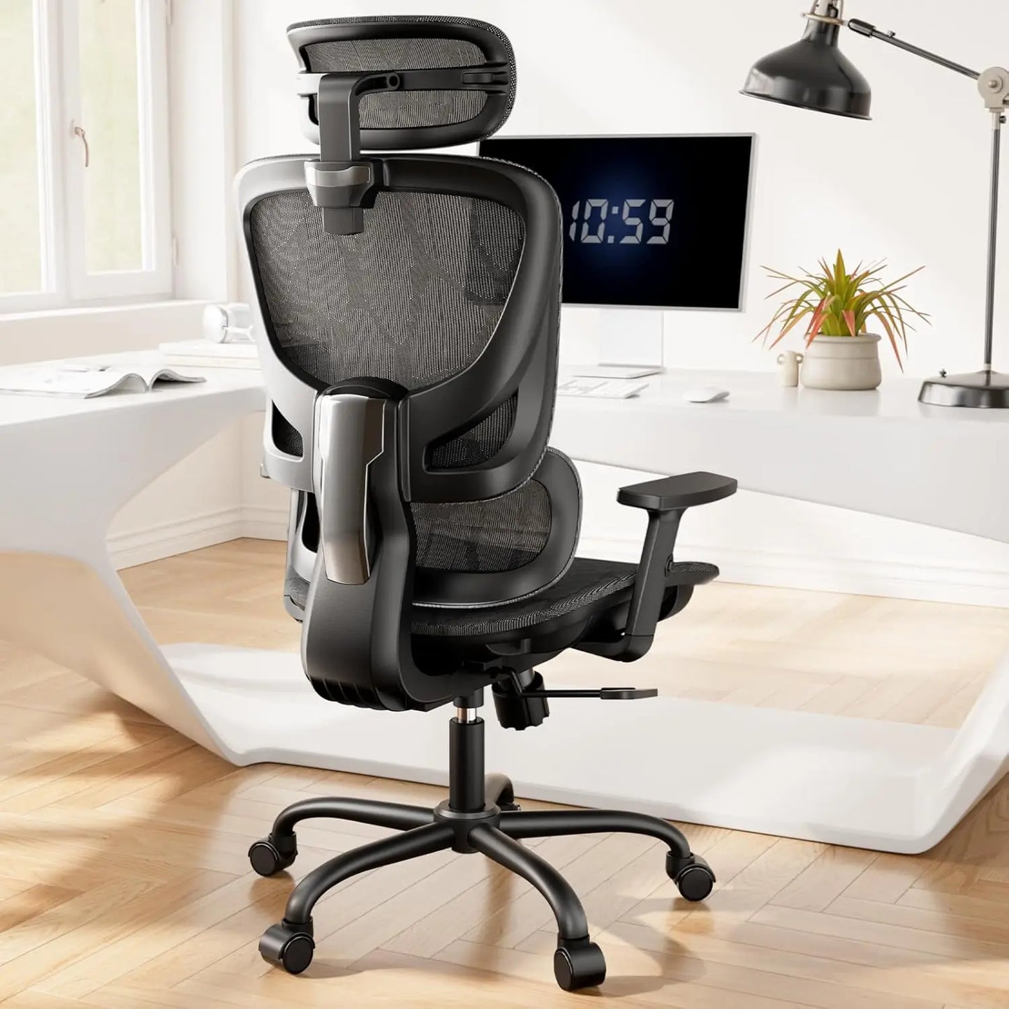 Ergonomic Mesh Office Chair with 5-Level Lumbar Support, Computer Gaming Chair with Adjustable Headrest & Armrests,, Customized