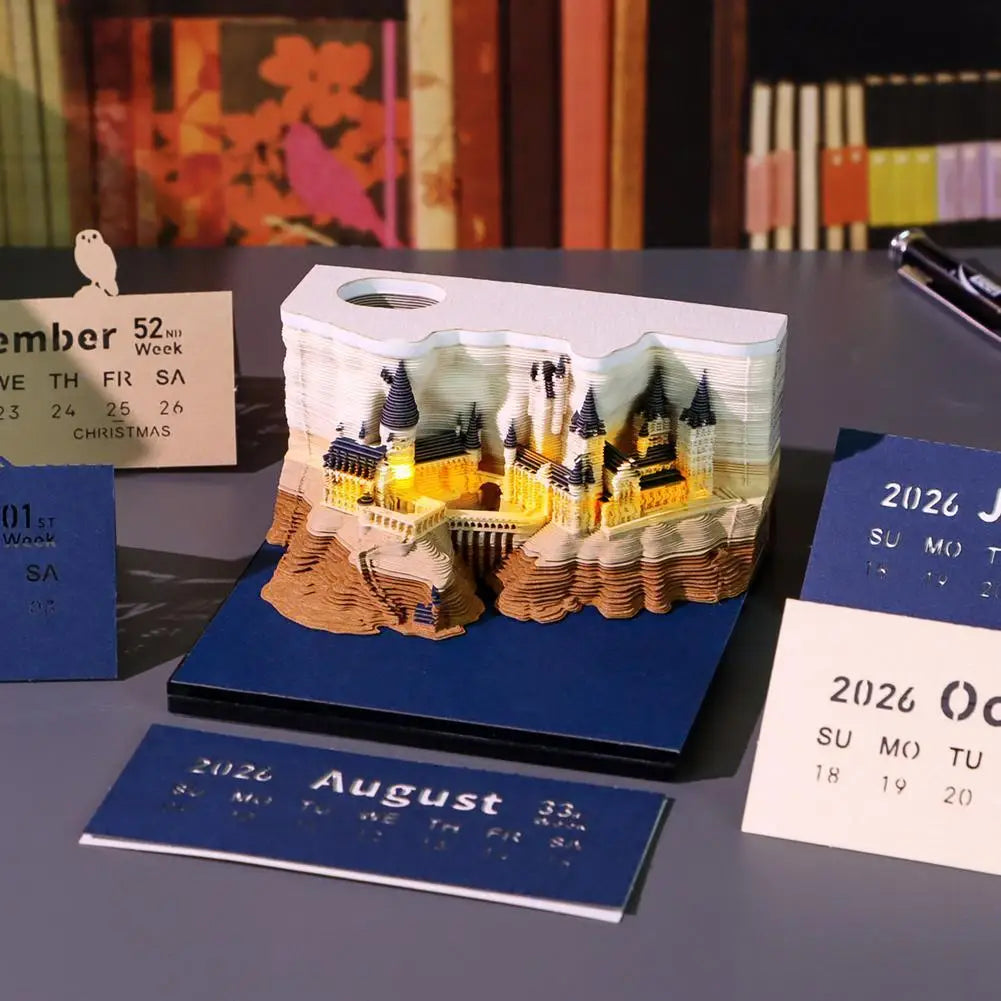 2026 Treehouse 3D Desktop Calendar Sticky Notes Creative Crafts Souvenirs Paper Carvings Memo Pad New Year Gifts Office Ornament