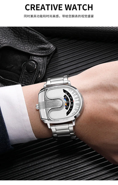 Gold Top Brand Luxury Men Watches Unique Design Stainless Steel Band Golden Dropship relogio masculino High Quality Male