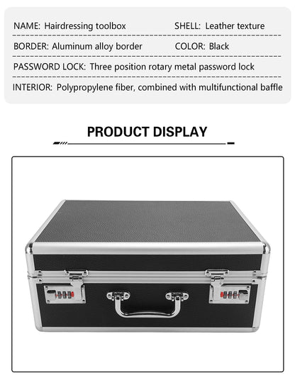 Barber Storage Suitcase Hair Styling Tools Storage Pouch Large Capacity with Lock Makeup Organizer Shockproof Metal Toolbox
