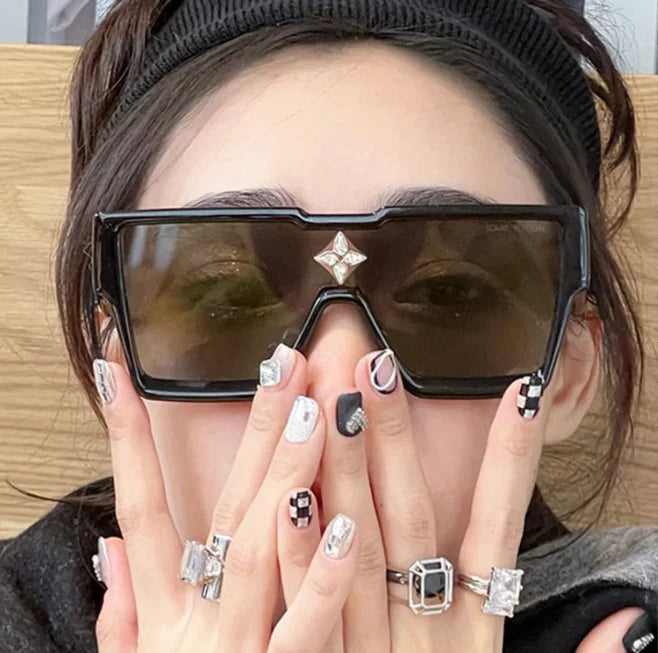 Retro Millionaire Sunglasses for Women Men Vintage Fashion Flat Top Thick Frame Square Sun Glasses Punk Rock Hip Hop Style