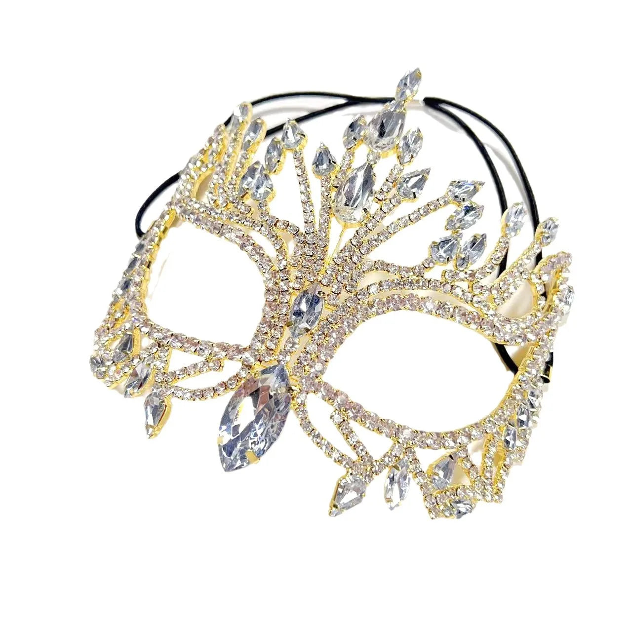 Fashionable shiny geometric rhinestone mask for women, exaggerated hollow mask for dance party accessories, women's accessories