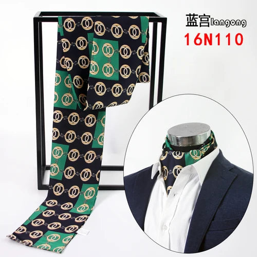 Business Scarf Hangzhou Silk Men's Scarf Long Scarf Double-Sided Trendy British European American Style Autumn Winter