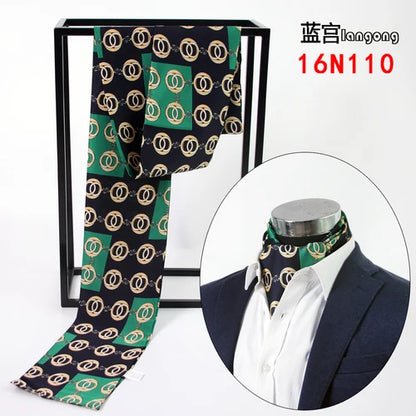 Business Scarf Hangzhou Silk Men's Scarf Long Scarf Double-Sided Trendy British European American Style Autumn Winter