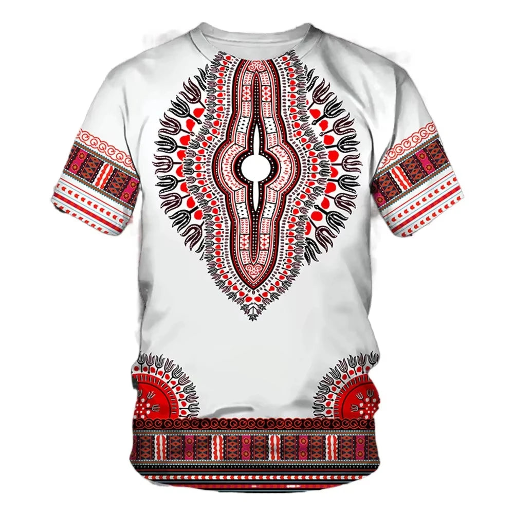 Summer New Men's African Ethnic Style Pattern 3D Print T-shirt Short Sleeve Tees Casual Harajuku Sports Oversized Unisex Tops