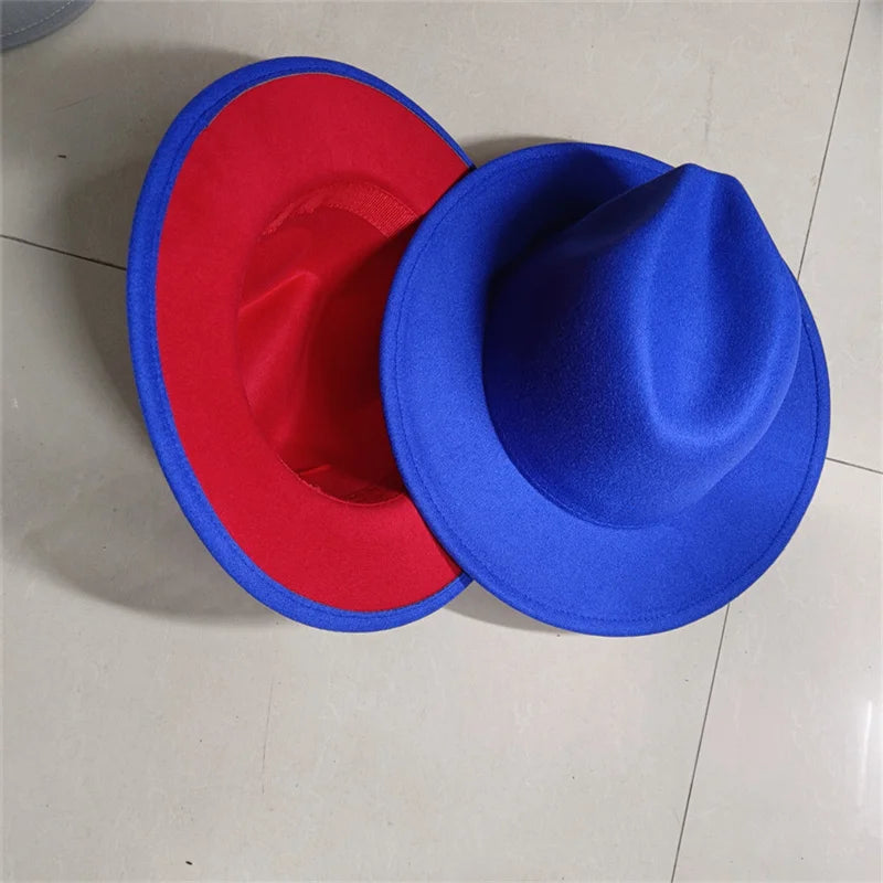 Sombreros Fedora Hat Dual Color Classic Jazz Hat Soft Fedora Hat Classic Men's and Women's Blue Jazz sombreros