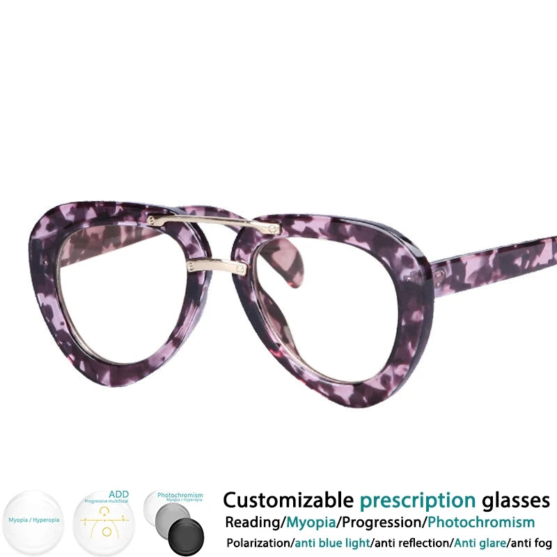 Fashion Pilot Reading Glasses Men Women Popular Resin Optical Presbyopic Spectacles Custom Diopter+50+100+200+300+400 #302454