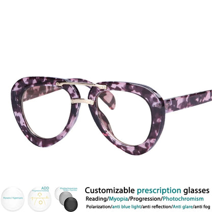Fashion Pilot Reading Glasses Men Women Popular Resin Optical Presbyopic Spectacles Custom Diopter+50+100+200+300+400 #302454