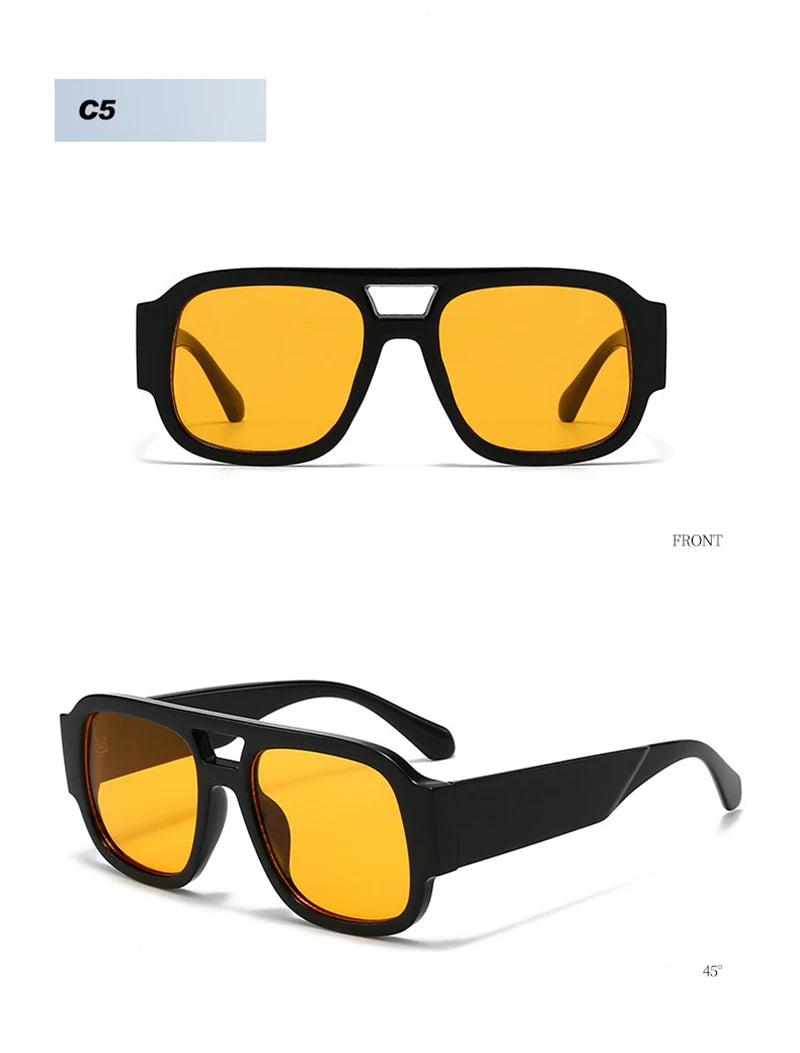 SHAUNA Fashion Double Bridges Square Women Sunglasses Retro Candy Color Leopard Men Sun Glasses Shades UV400