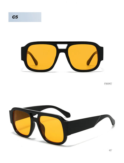 SHAUNA Fashion Double Bridges Square Women Sunglasses Retro Candy Color Leopard Men Sun Glasses Shades UV400