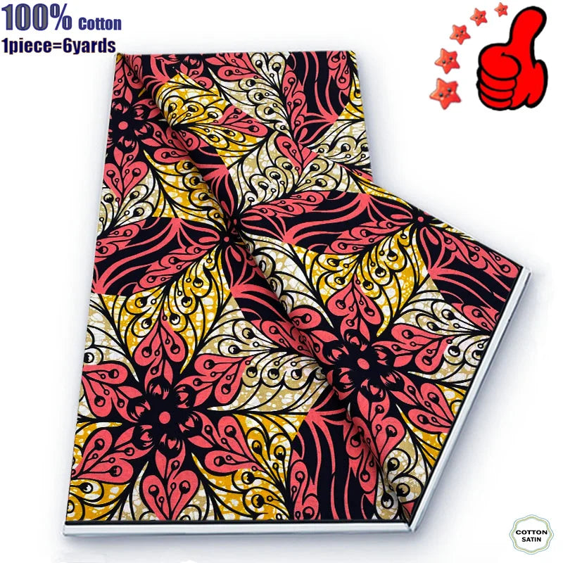 Guaranteed Veritable African Real Wax Prints Fabric Ghana Style Ankara Wax Tissu Pagne 100%Cotton Soft Design Nigeria Wax Fabric