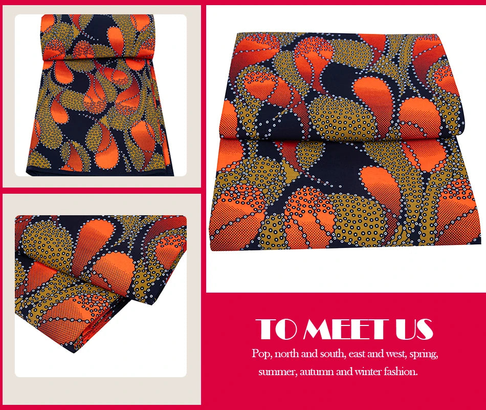African Fabric Cloth By The Yard 3/6 Yards Ankara Print Wax Fabric for Party Dress Making and Sewing FP6625