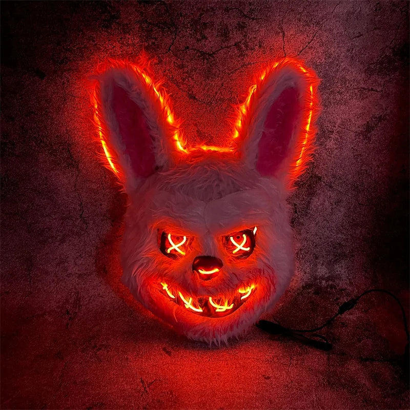 Bunny Mask Masquerade LED Rabbit Bear Mask Glowing Halloween Party,Mask For Carnival Cosplay Props Party without batteries