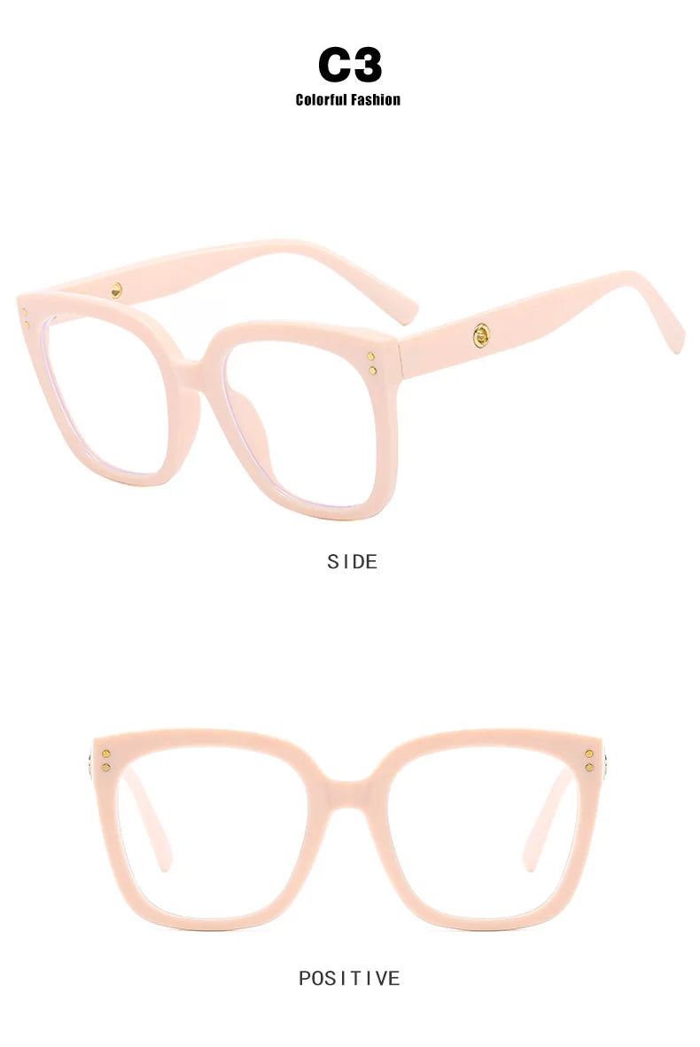 Black Oversized Square Reading Glasses for Women Rivets Retro Presbyopia Eyeglasses Female Transparent Optical Lenses