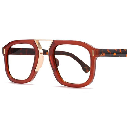 Rivets Black Leopard Fashion Reading Glasses Oversized Square Glasses Frame Anti Blue Light Far Sight Presbyopia Eyewear