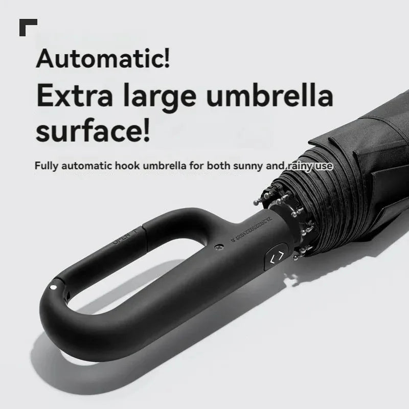 20 Rib Ring Buckle Automatic Folding Umbrella Extra Large Double UPF50+ Sunshade for Men Women