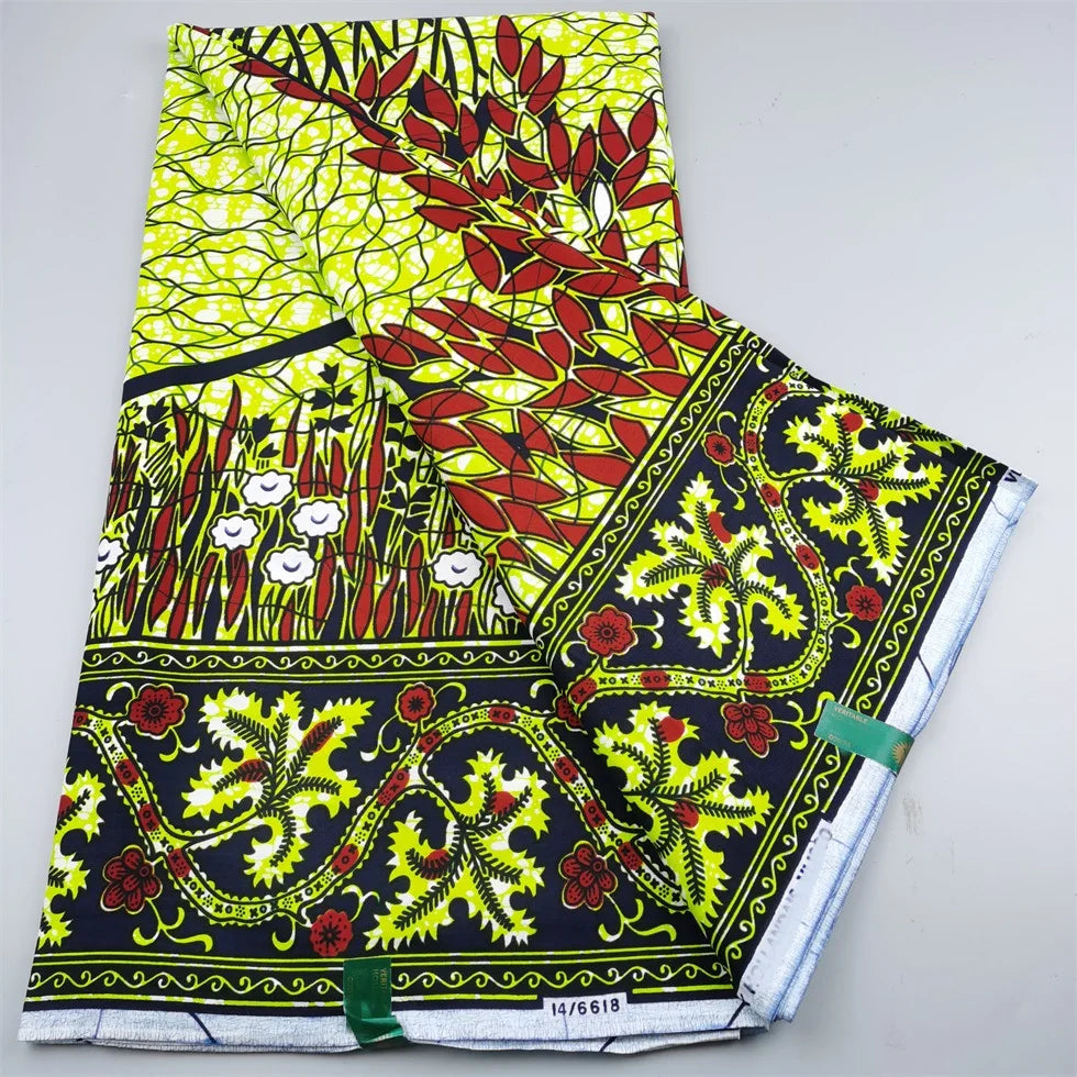 Dutch Hollandais Printed Fabric for African Classical Dress Veritable Real Wax Guaranteed 100% Cotton 6 Yards