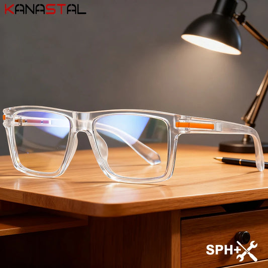 Men Optical Reading Glasses Prescription CR39 Lenses Myopia Eyewear Women Blue Light Blocking Computer TR90 Big Eyeglasses Frame