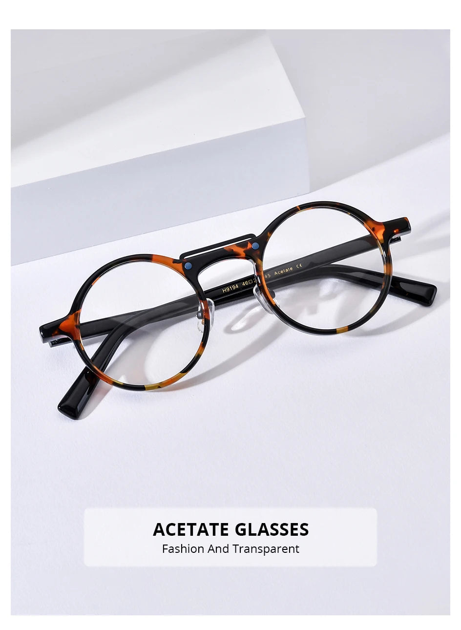 FONEX HEPIDEM Acetate Eyeglasses Frame Men 2025 New Small Round Brand Design Glasses Women Retro Vintage Eyewear Spectacles 9341