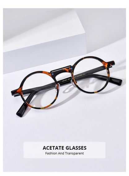 FONEX HEPIDEM Acetate Eyeglasses Frame Men 2025 New Small Round Brand Design Glasses Women Retro Vintage Eyewear Spectacles 9341