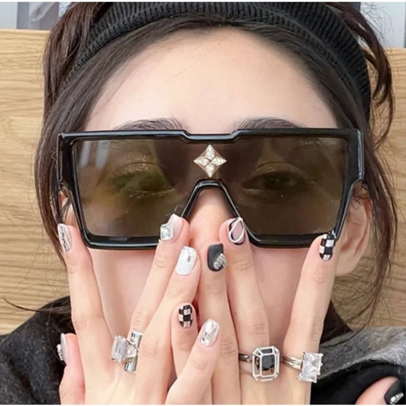 Retro Millionaire Sunglasses for Women Men Vintage Fashion Flat Top Thick Frame Square Sun Glasses Punk Rock Hip Hop Style