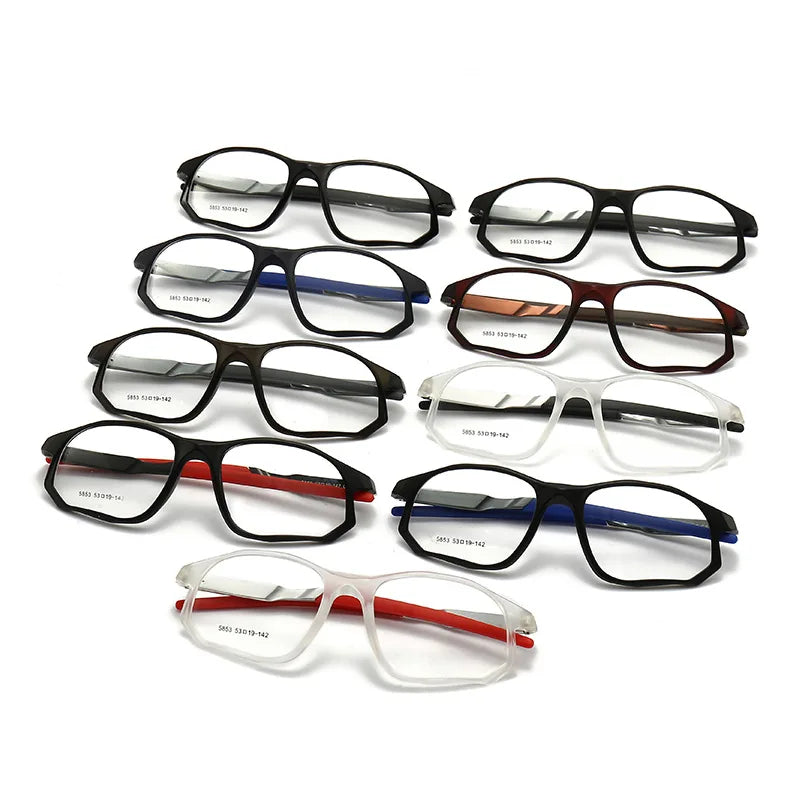 YIMARUILI New Fashion Sports Glasses Men and Women TR90 Spring Leg Design Big Face Optical Prescription Eyeglasses frame 5853