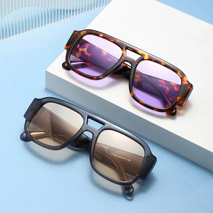 SHAUNA Fashion Double Bridges Square Women Sunglasses Retro Candy Color Leopard Men Sun Glasses Shades UV400