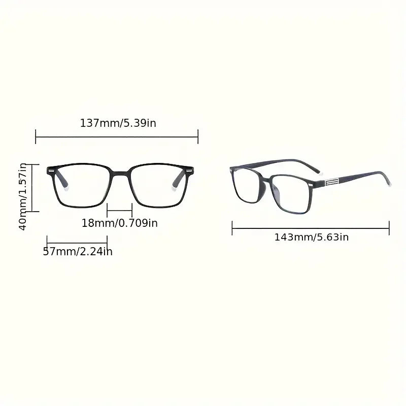 2pcs Classic Square Blue Light Blocking Reading Glasses, Comfortable And Stylish Presbyopic Glasses for Both Men And Women