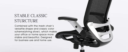 Ergonomic Office Chair, High Back Home Desk Chair with Headrest, Flip-Up Arms, 90-120° Tilt Lock and Wide Cushion