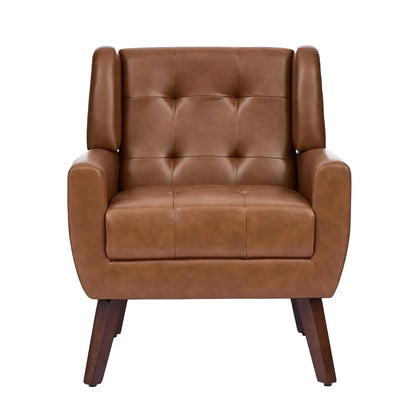 Faux Leather Accent Chair, Modern Upholstered Club Arm Chair for Living Room, Comfy Armchair Single Sofa Seat with, Customized