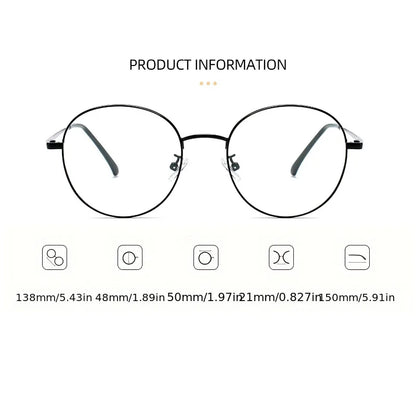 1-piece ladies' glasses, classic thin round frames, simple and fashionable, suitable for daily wear
