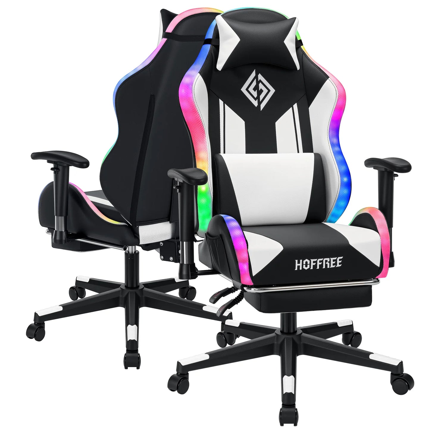 LED Gaming Chair for Children 8-15 Years, Adjustable Gamer Chair with LED Lighting, Footrest & Lumbar Support, Ergonomic PC Chai
