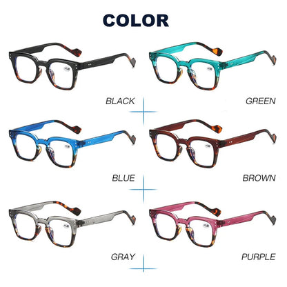 Stylish Square Frame Hyperopia Eyewear Men Anti Blue Light Reading Glasses Color Blocked Presbyopia Eyeglasses for Women