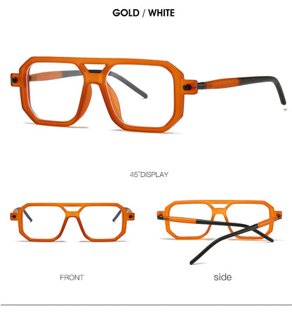 KOCOLIOR Men's Retro Fashion Double Beam Reading Glasses Brand Design Anti Blue Light Photochromic Presbyopia Glasses +0 to +6.0