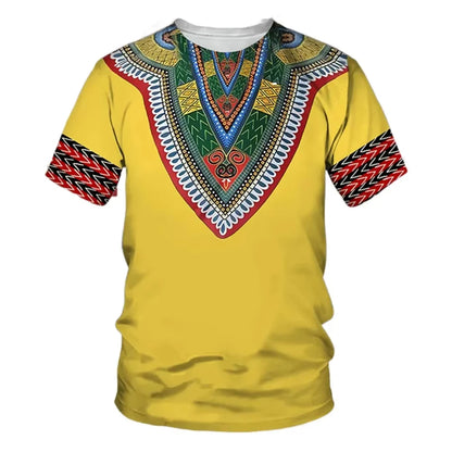 Summer New Men's African Ethnic Style Pattern 3D Print T-shirt Short Sleeve Tees Casual Harajuku Sports Oversized Unisex Tops