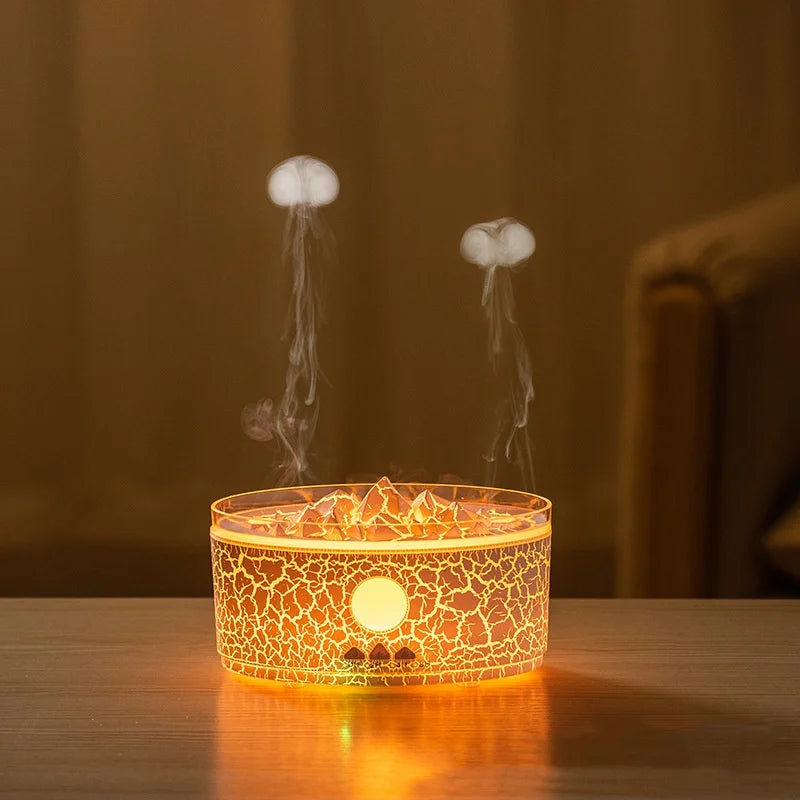DC 24V Home Electric Aromatherapy Essential Oil Diffuser Jellyfish Smoke Ring Air Humidifier with 3 Colors Light Remote Control