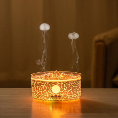 DC 24V Home Electric Aromatherapy Essential Oil Diffuser Jellyfish Smoke Ring Air Humidifier with 3 Colors Light Remote Control