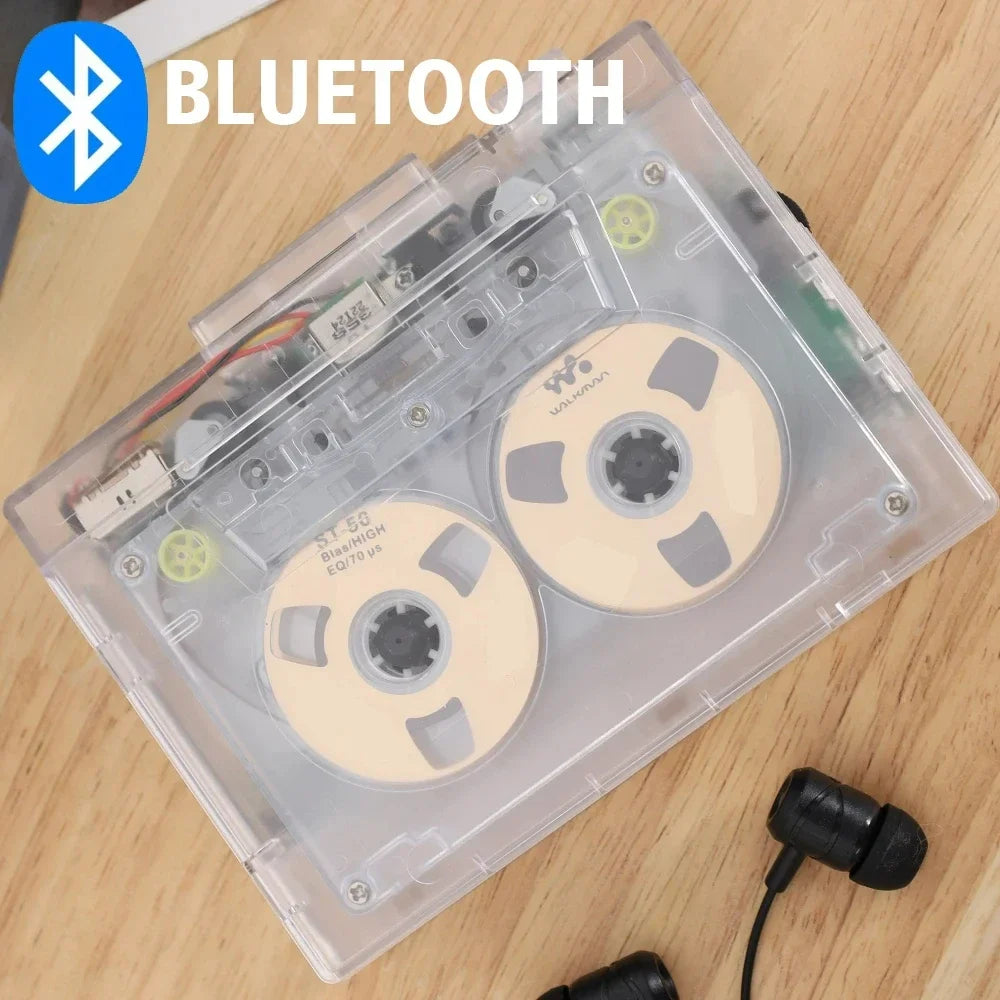 Transparent Tape Player Retro Stereo Cassette Player Walkman Nostalgia Cassette Tape Music Audio Auto Reverse With Bluetooth FM