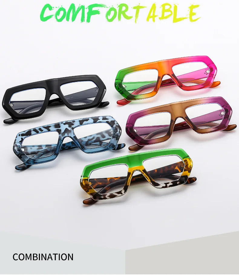 Womens Thick Frame Reading Glasses 2024 Anti Blue Light Fashion Designer Transparent Eyewear Finished Hyperopia Eyeglasses Hot