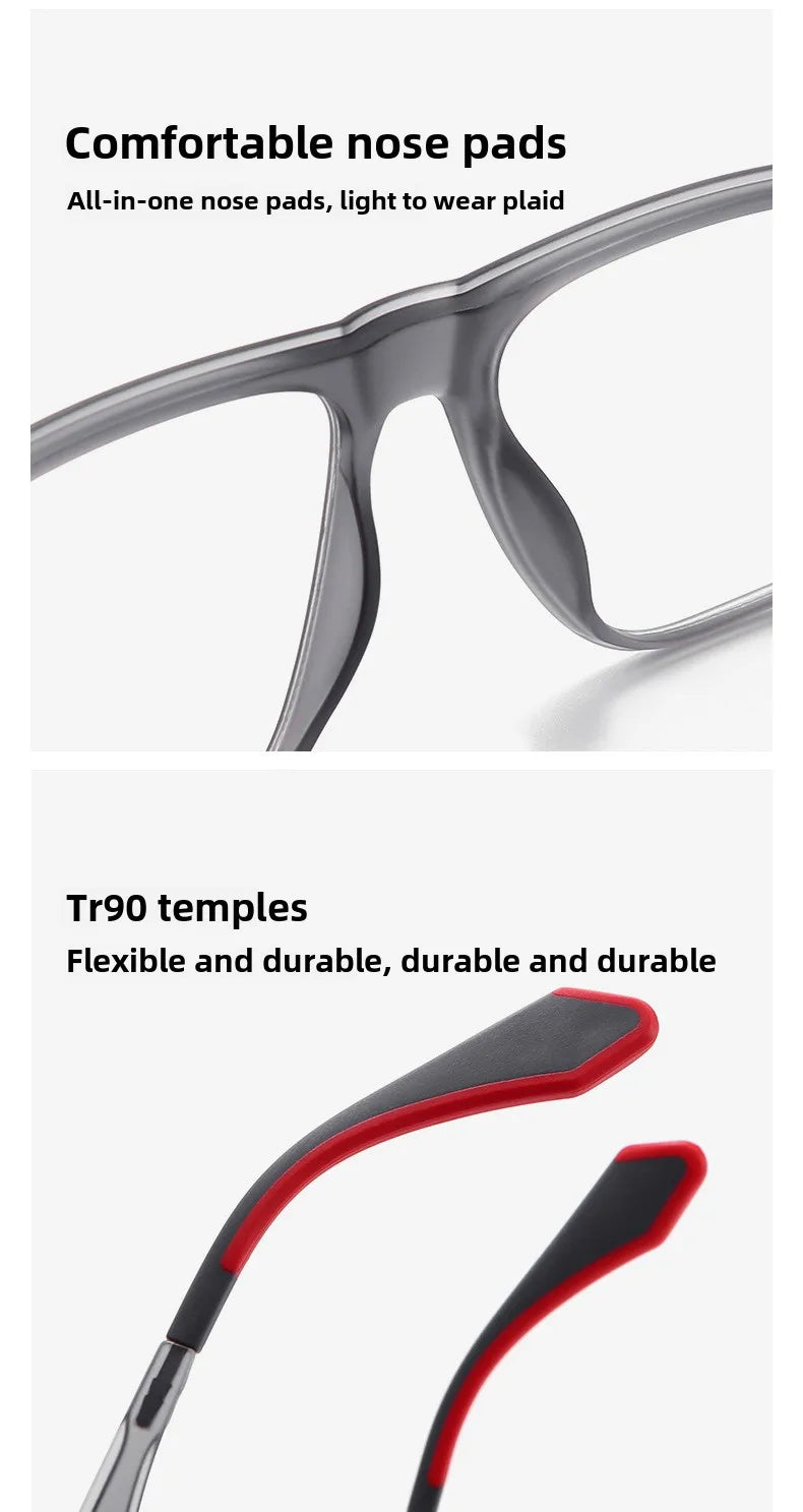 BLMUSA Retro Large Frame Ultralight TR Non-Slip Sports Myopia Glasses Anti Blue Light Prescription Reading Driving Sunglasses