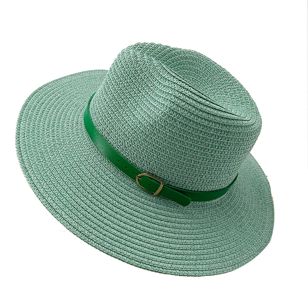 RB Rhinestone Sun Hats Women Men Summer Panama Wide Brim Straw Hats Fashion Colorful Outdoor Jazz Beach Sun Protective Cap