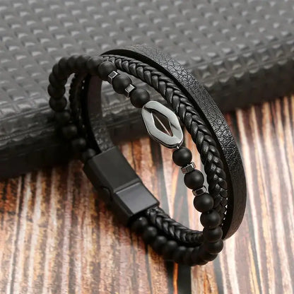 Classic Men's Leather Bracelet New Style Hand-woven Multi-layer Combination Accessory Fashion Man Jewelry