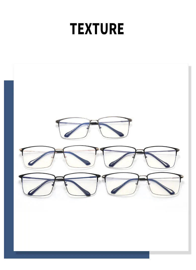 157mm Titanium Alloy Anti Blue Light Square Reading Glasses Men Business Big Presbyopic Glasses Clear Lens Prescription Eyewear