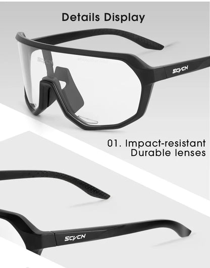 SCVCN Photochromic Sports Sunglasses Cycling Glasses UV400 Women Driving for Men Mountain MTB Bike Bicycle Goggles