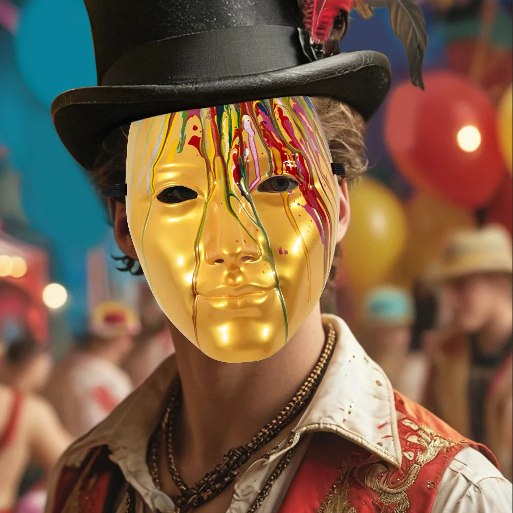 Carnival Mask Party Golden Color Masquerade Cosplay Mask Halloween Daily Role-playing Performance Dress-up Props