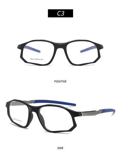 YIMARUILI New Fashion Sports Glasses Men and Women TR90 Spring Leg Design Big Face Optical Prescription Eyeglasses frame 5853