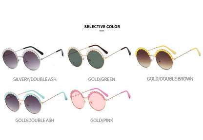 2025 Sunglasses children's glasses flower fashion New Sunglasses children's round children's Metal