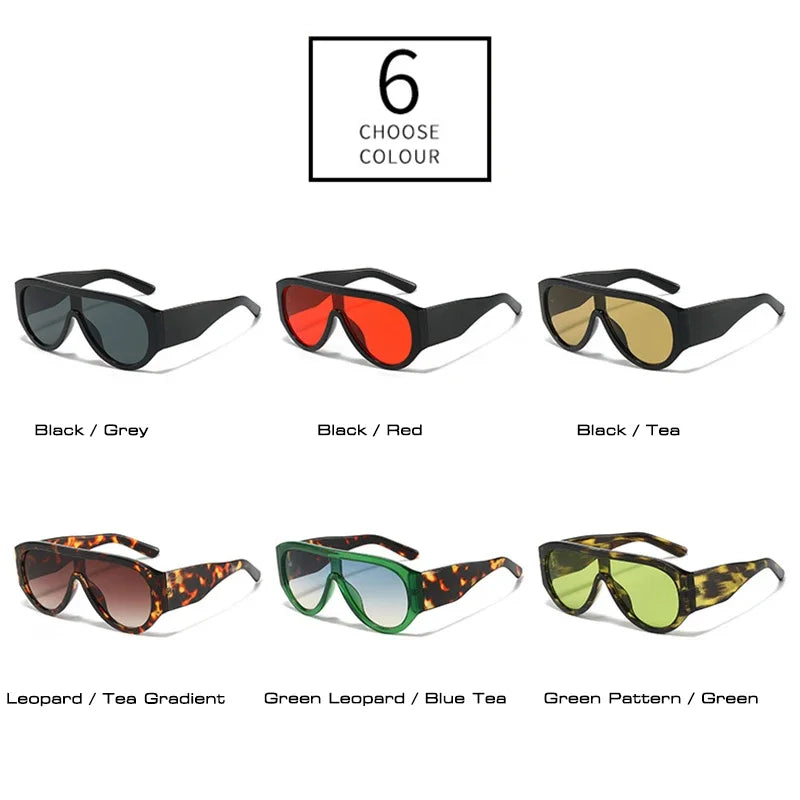 JNPCXI Fashion Oversized Pilot Women Sunglasses Retro One Piece Red Green Shades UV400 Men Gradient Sun Glasses