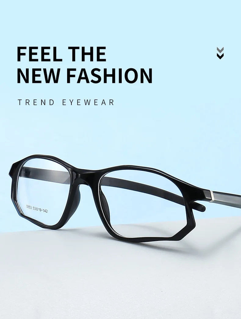 YIMARUILI New Fashion Sports Glasses Men and Women TR90 Spring Leg Design Big Face Optical Prescription Eyeglasses frame 5853