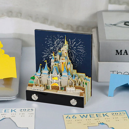 Time Piece Calendar 2026 Desk Calendar With LED Light 3D Tear-away Calendar Paper Carving Art Memo Pad Notepad Gift Christmas